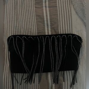 Black tube top with rhinestones